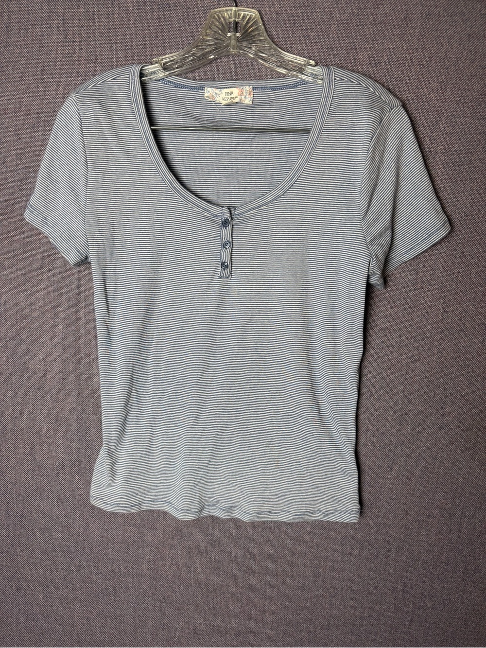 Pink Republic 90’s Blue & White Striped Scoop Neck Tee